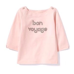 NWT•Janie and Jack Pink Bon Voyage 3/4 Length Sleeve Top